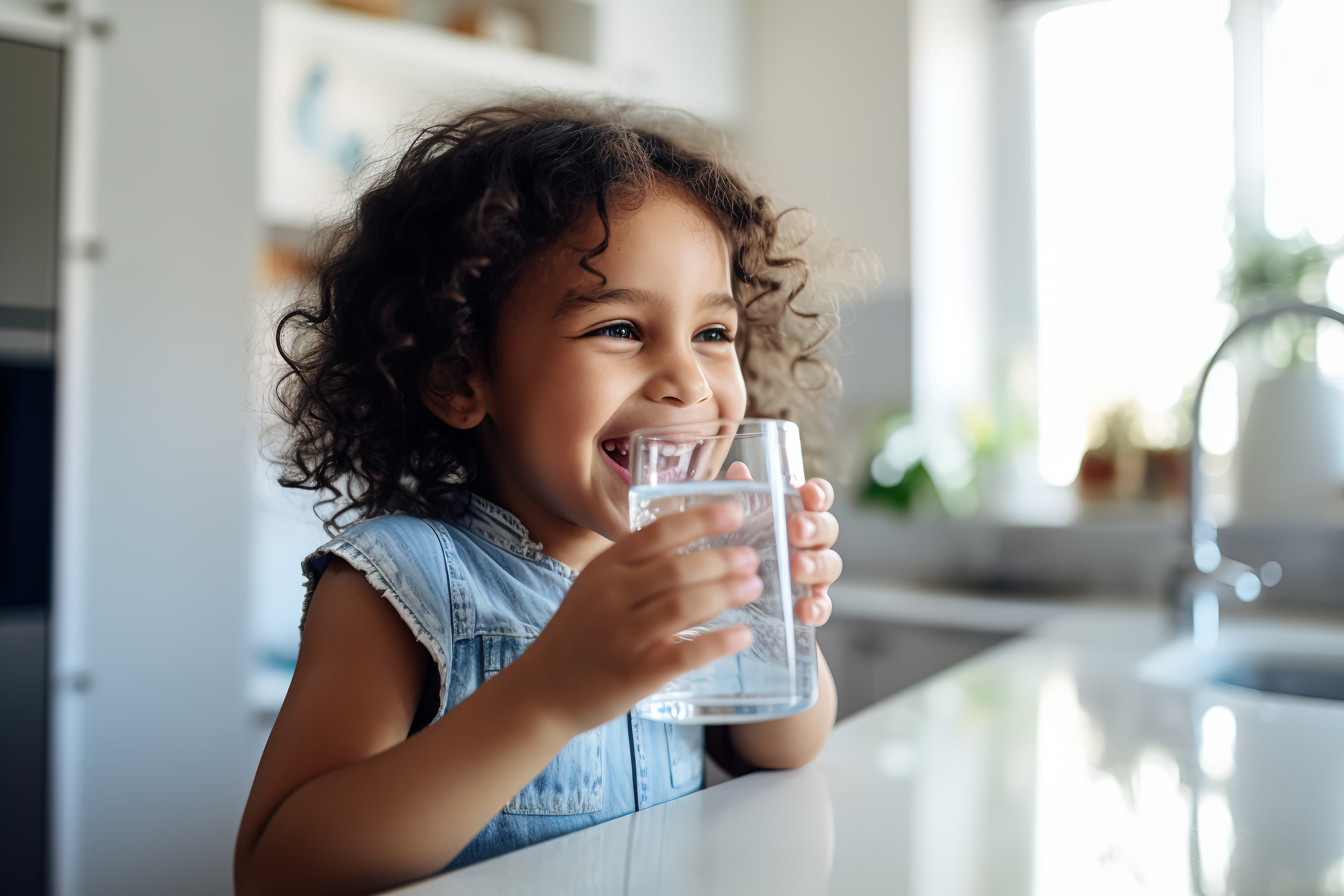 Child drinking clean water in Wilmington home